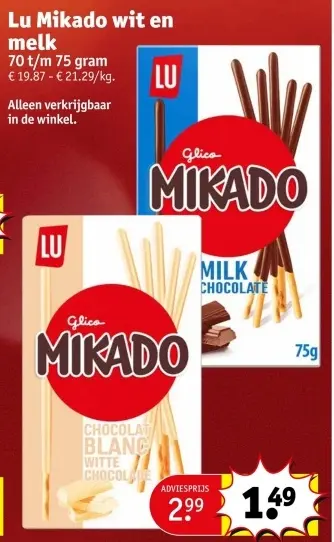 Promotie: Mikado wit en melk