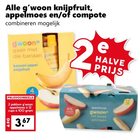 Aanbieding: Alle G'woon knijpfruit, appelmoes en/of compote