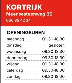 Promotie: Openingsuren Kortrijk