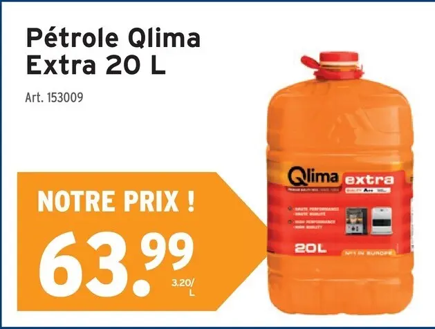 Offre: Pétrole Qlima Extra 20 L
