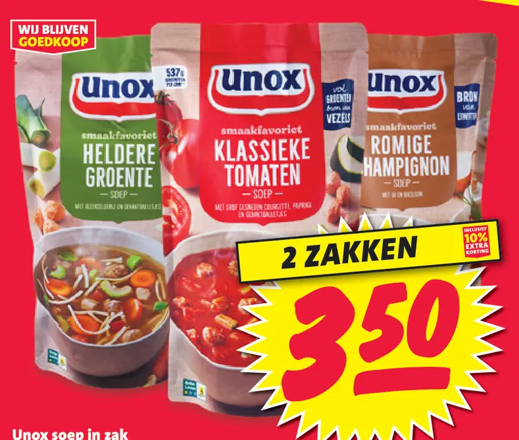 Aanbieding: Unox soep in zak