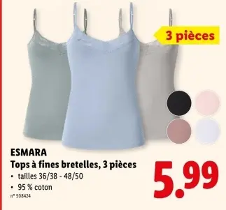 Offre: Tops à fines bretelles