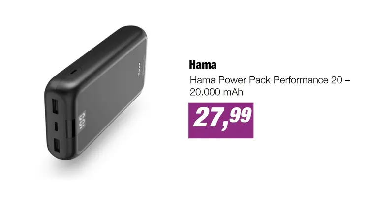 Aanbieding: Hama Power Pack Performance 20 – 20.000 mAh
