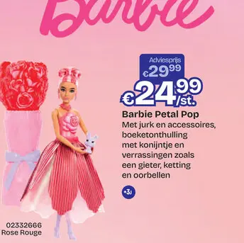 Aanbieding: Barbie Petal Pop Donkerroze