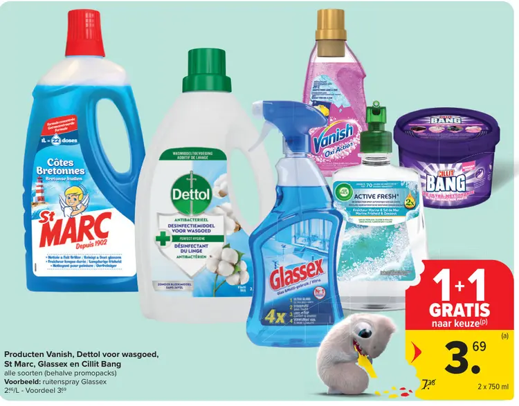 Promotie: Vanish, Dettol voor wasgoed, St Marc, Glassex en Cilit Bang