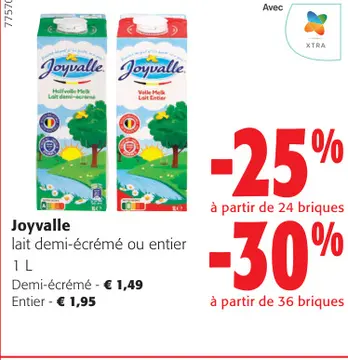 Offre: Joyvalle lait demi-écrémé ou entier