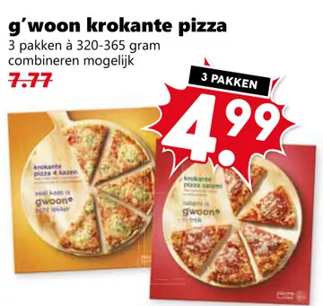 Aanbieding: g'woon krokante pizza