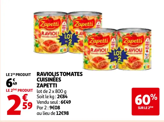 Offre: Raviolis tomates cuisinees