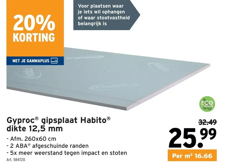 Promotie: Gyproc® gipsplaat Habito® dikte 12,5 mm