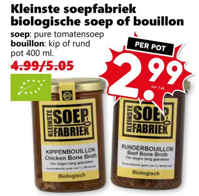 Aanbieding: biologische soep of bouillon