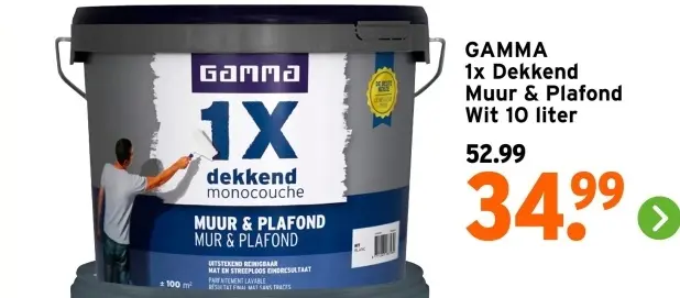 Aanbieding: 1x Dekkend Muur & Plafond Wit 10 liter