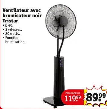 Offre: Ventilateur avec brumisateur noir