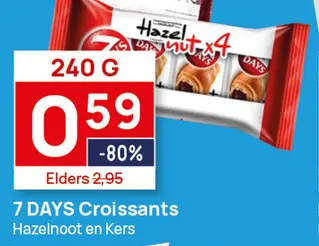 Aanbieding: 7 DAYS Croissants Hazelnoot 4x60g