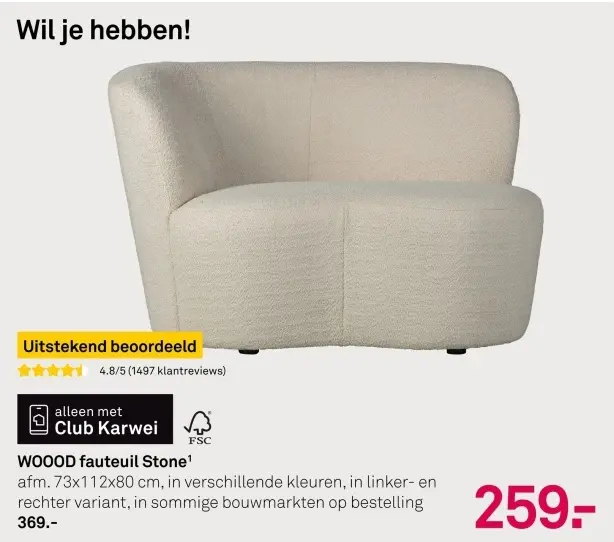 Aanbieding: Fauteuil Stone