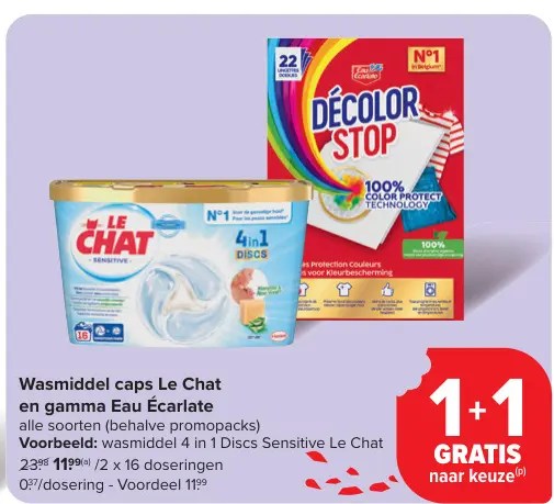 Aanbieding: Wasmiddel caps en gamma Eau Écarlate