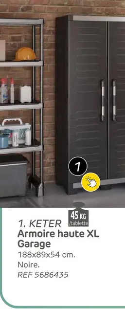 Offre: Armoire garage keter xl haute 54x89x188cm noir