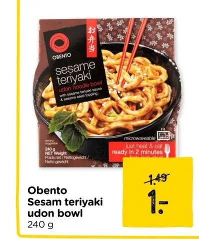 Aanbieding: Obento Sesam teriyaki udon bowl