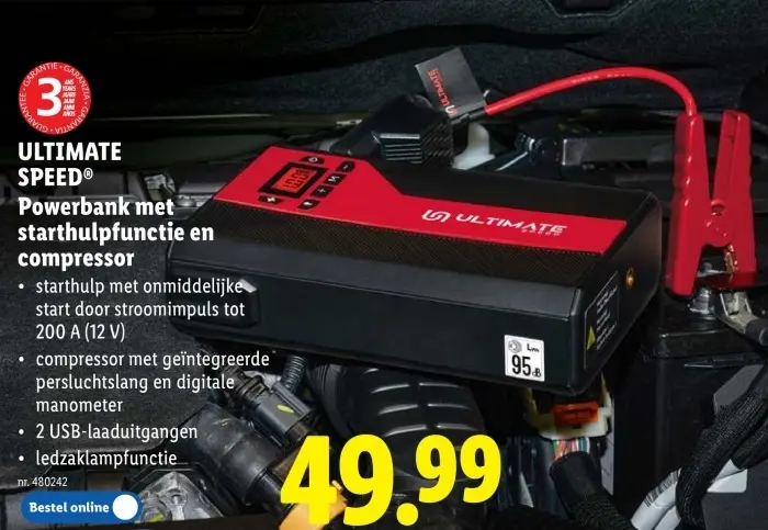 Promotie: Powerbank met starthulpfunctie en compressor