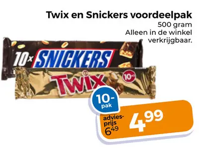 Aanbieding: Twix en Snickers voordeelpak