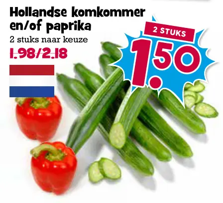 Aanbieding: Hollandse komkommer en/of paprika