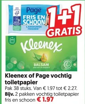 Aanbieding: Kleenex of Page vochtig toiletpapier