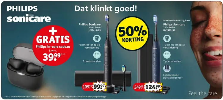 Aanbieding: Philips Sonicare 6500 Series HX7411/09 & 7100