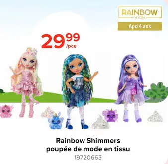 Offre: Rainbow Shimmers poupée de mode en tissu