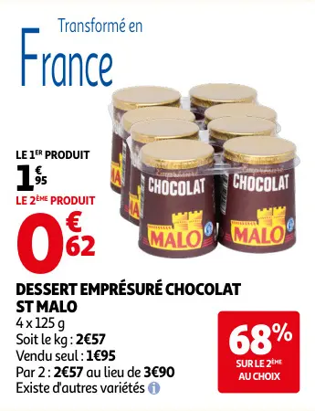 Promotie: Dessert emprésuré chocolat