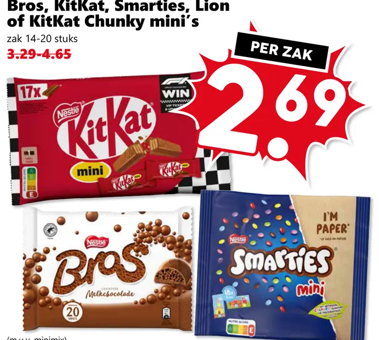 Aanbieding: Bros, KitKat, Smarties, Lion of KitKat Chunky