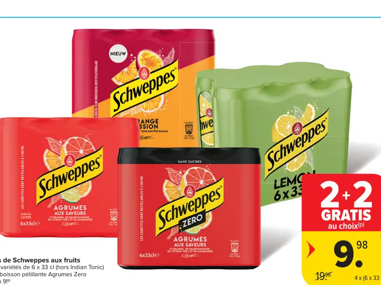 Offre: Canettes de Schweppes aux fruits