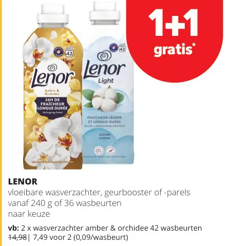 Promotie: Lenor vloeibare wasverzachter, geurbooster of -parels