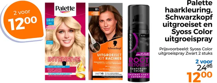 Aanbieding: Palette haarkleuring, Schwarzkopf uitgroeiset en Syoss color uitgroispray