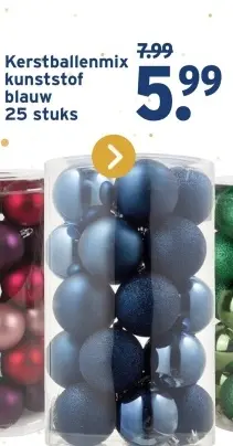 Aanbieding: Kerstballenmix kunststof blauw