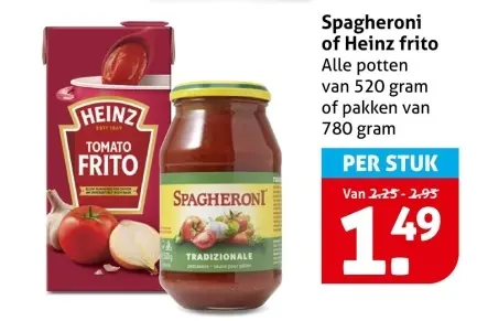 Aanbieding: Spagheroni of Heinz frito