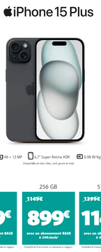 Offre: Apple iPhone 15 Plus 256 GB