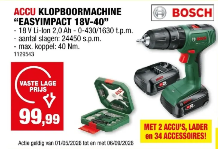 Promotie: Accu klopboormachine "easyimpact 18v-40"