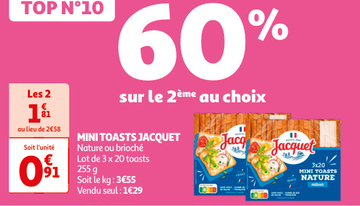 Aanbieding: MINI TOASTS JACQUET Nature ou brioché