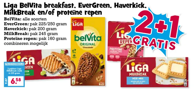Aanbieding: BelVita breakfast, EverGreen, Haverkick, MilkBreak en/of Proteïne repen