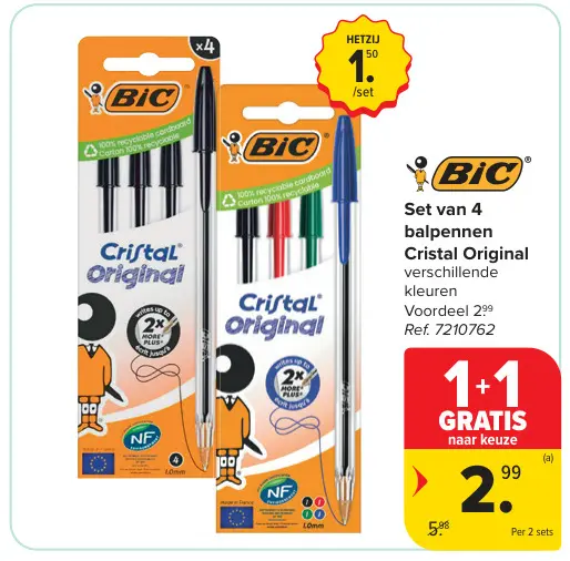 Promotie: Set van 4 balpennen Cristal Original