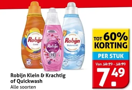 Aanbieding: Robijn Klein & Krachtig of Quickwash