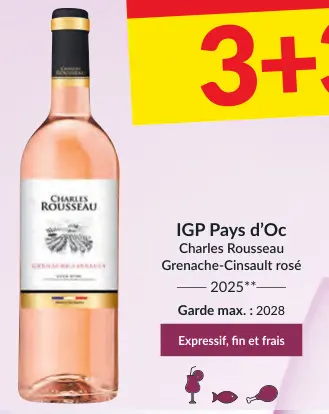 Offre: IGP Pays d'Oc Charles Rousseau Grenache-Cinsault rosé
