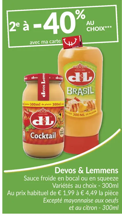 Offre: Sauce froide en bocal ou en squeeze