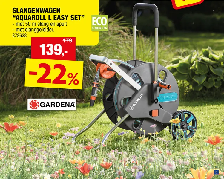 Promotie: Gardena AquaRoll L Easy slangenwagen met tuinslang 50m
