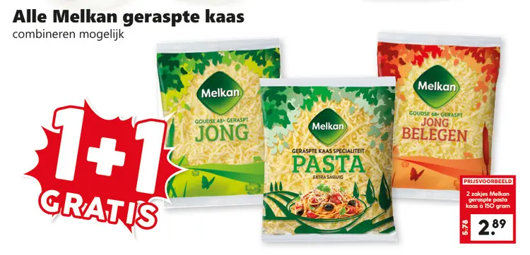 Aanbieding: Melkan geraspte kaas