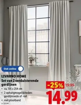 Promotie: Set van 2 verduisterende gordijnen