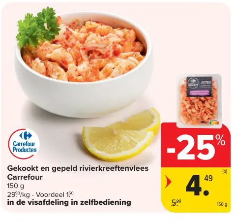 Promotie: Gekookt en gepeld rivierkreeftenvlees