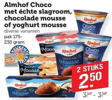 Aanbieding: Choco met échte slagroom, chocolade mousse of yoghurt mousse