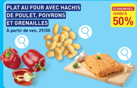 Offre: Plat au four avec hachis de poulet, poivrons 