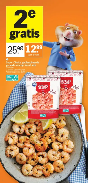 Promotie: Super Choice geblancheerde gepelde scampi small size