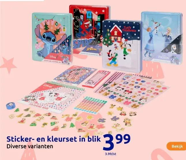 Aanbieding: Sticker- en kleurset in blik